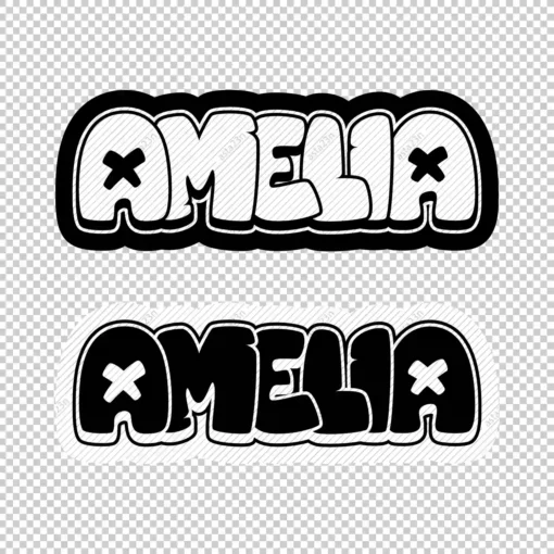 AMELIA Graffiti Name black white - Digital Urban Street Art