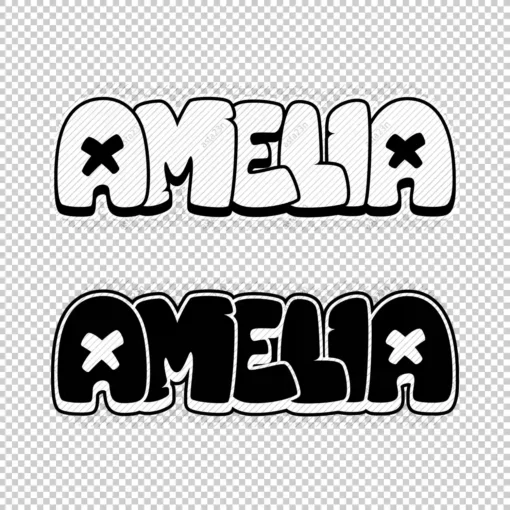 AMELIA Graffiti Name black white - Digital Urban Street Art