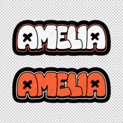 AMELIA Graffiti Name orange - Digital Urban Street Art