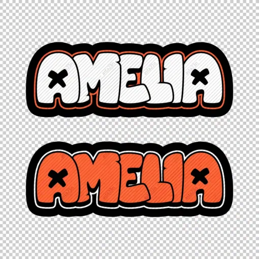 AMELIA Graffiti Name orange - Digital Urban Street Art