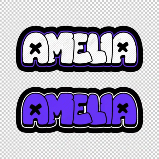 AMELIA Graffiti Name purple - Digital Urban Street Art