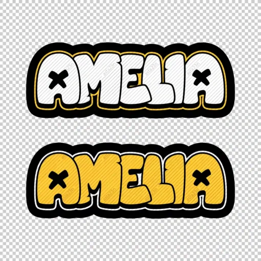 AMELIA Graffiti Name yellow - Digital Urban Street Art