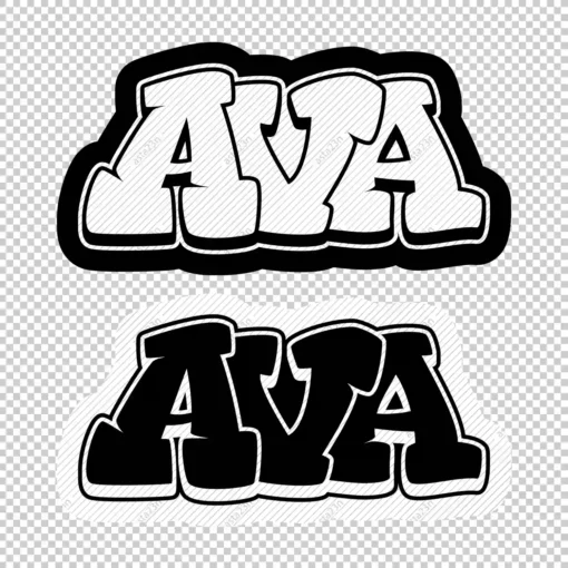 AVA Graffiti Name black white - Digital Urban Street Art