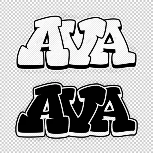 AVA Graffiti Name black white - Digital Urban Street Art