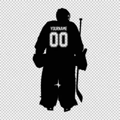 Custom Hockey Goalie Back Silhouette Personalized With Name And Number - Digital graphics illustration, line drawing PNG