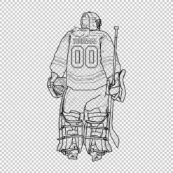 Custom Hockey Goalie Woman Back Line Personalized With Name And Number - Digital graphics illustration, line drawing PNG