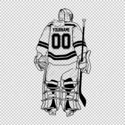 Custom Hockey Goalie Woman Back Outline Clear Personalized With Name And Number - Digital graphics illustration, line drawing PNG