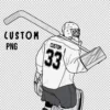 Custom Hockey Goalie 2 Back Personalized With Name And Number - Digital graphics illustration, line drawing PNG