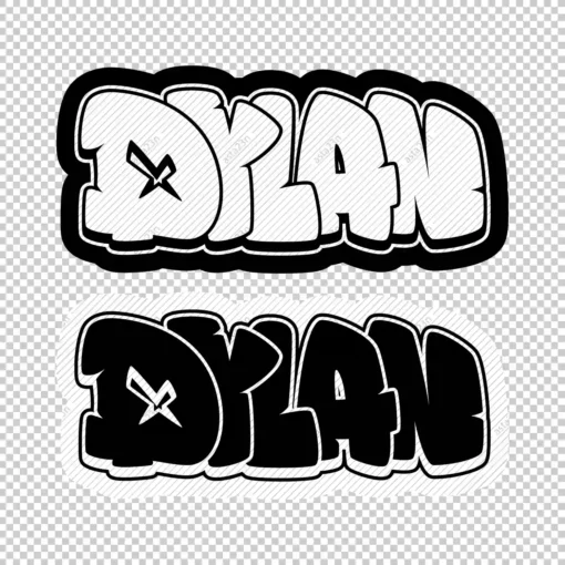 DYLAN Graffiti Name black white - Digital Urban Street Art