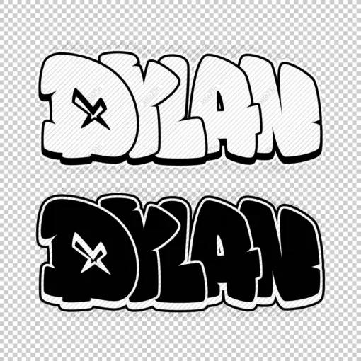 DYLAN Graffiti Name black white - Digital Urban Street Art