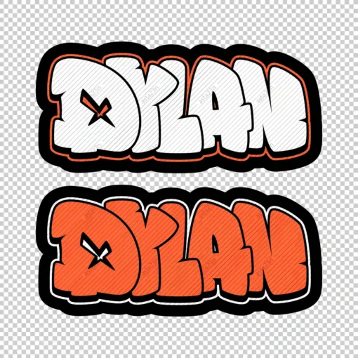 DYLAN Graffiti Name orange - Digital Urban Street Art