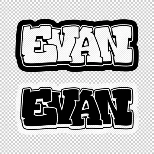 EVAN Graffiti Name black white - Digital Urban Street Art