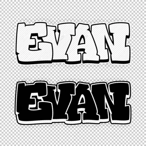 EVAN Graffiti Name black white - Digital Urban Street Art