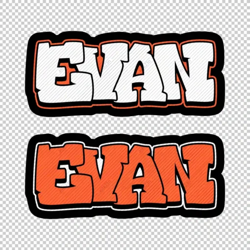 EVAN Graffiti Name orange - Digital Urban Street Art