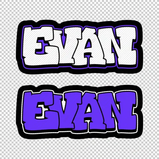 EVAN Graffiti Name purple - Digital Urban Street Art