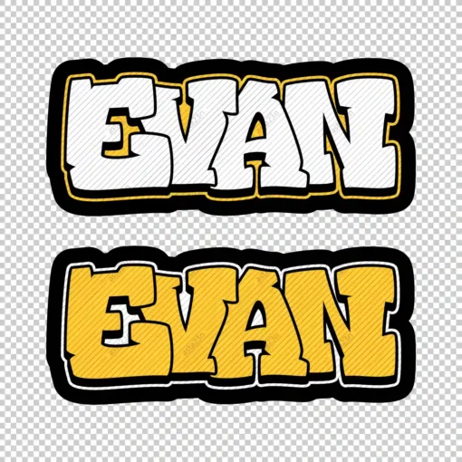 EVAN Graffiti Name yellow - Digital Urban Street Art