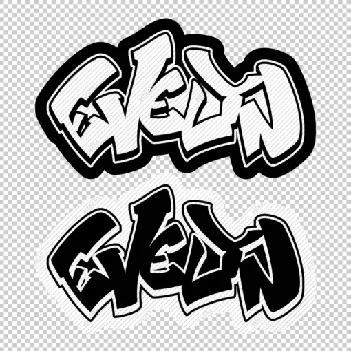 EVELYN Graffiti Name black white - Digital Urban Street Art