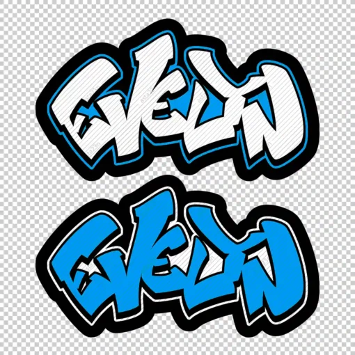 EVELYN Graffiti Name blue - Digital Urban Street Art