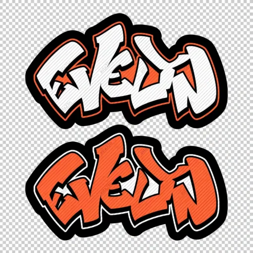 EVELYN Graffiti Name orange - Digital Urban Street Art