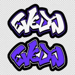 EVELYN Graffiti Name purple - Digital Urban Street Art