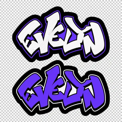 EVELYN Graffiti Name purple - Digital Urban Street Art