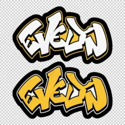 EVELYN Graffiti Name yellow - Digital Urban Street Art