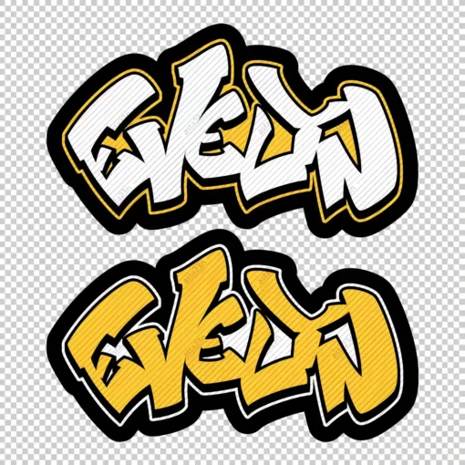 EVELYN Graffiti Name yellow - Digital Urban Street Art