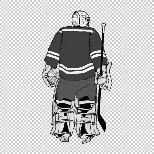 Hockey Goalie Back black - Digital graphics illustration, line drawing AI, SVG, EPS, PNG