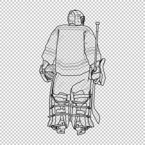 Hockey Goalie Back line - Digital graphics illustration, line drawing AI, SVG, EPS, PNG