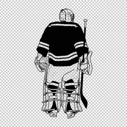 Hockey Goalie Back outline black - Digital graphics illustration, line drawing AI, SVG, EPS, PNG