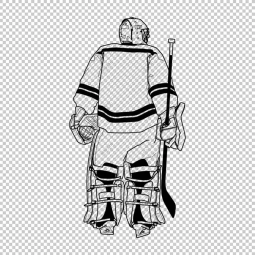 Hockey Goalie Back outline clear - Digital graphics illustration, line drawing AI, SVG, EPS, PNG