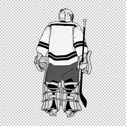 Hockey Goalie Back white - Digital graphics illustration, line drawing AI, SVG, EPS, PNG