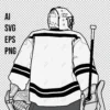 Hockey Goalie Back white vector - Digital graphics illustration, line drawing AI, SVG, EPS, PNG