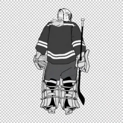 Hockey Goalie Woman Back black - Digital graphics illustration, line drawing AI, SVG, EPS, PNG