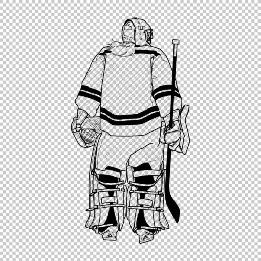 Hockey Goalie Woman Back outline clear - Digital graphics illustration, line drawing AI, SVG, EPS, PNG