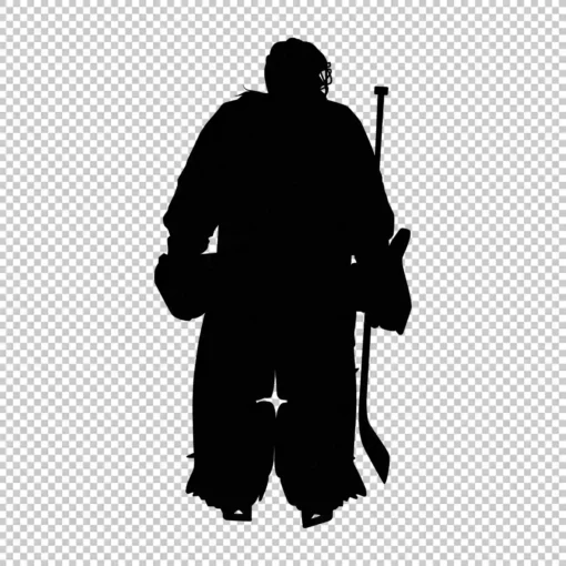 Hockey Goalie Woman Back silhouette - Digital graphics illustration, line drawing AI, SVG, EPS, PNG