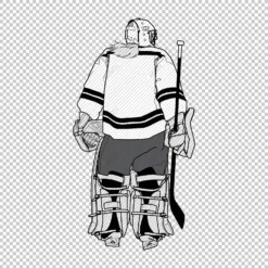 Hockey Goalie Woman Back white - Digital graphics illustration, line drawing AI, SVG, EPS, PNG