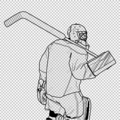 Hockey Goalie 2 Back Outline Clear - Digital graphics illustration, line drawing AI, SVG, EPS, PNG