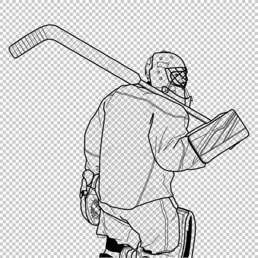 Hockey Goalie 2 Back Outline Clear - Digital graphics illustration, line drawing AI, SVG, EPS, PNG