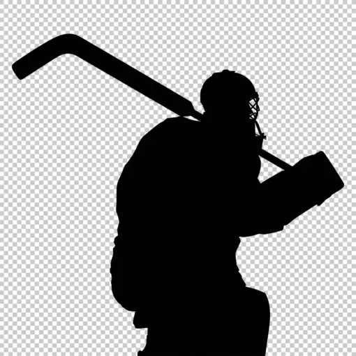 Hockey Goalie 2 Back Silhouette - Digital graphics illustration, line drawing AI, SVG, EPS, PNG