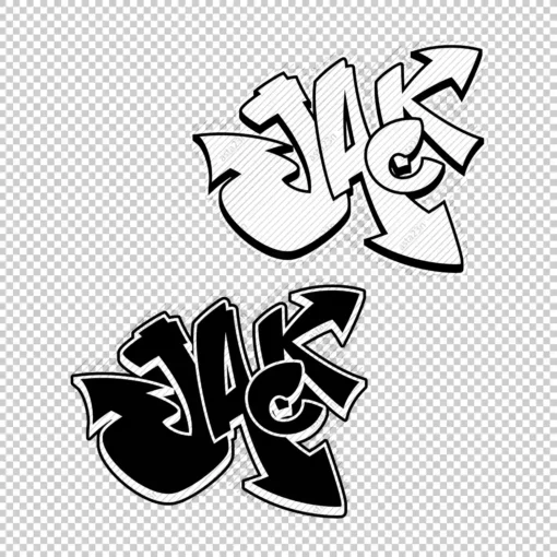 JACK Graffiti Name black white - Digital Urban Street Art