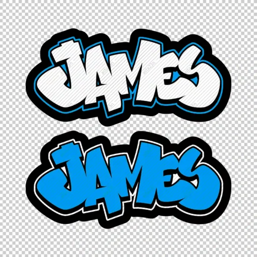 JAMES Graffiti Name blue - Digital Urban Street Art