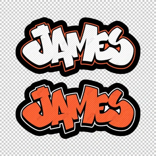 JAMES Graffiti Name orange - Digital Urban Street Art