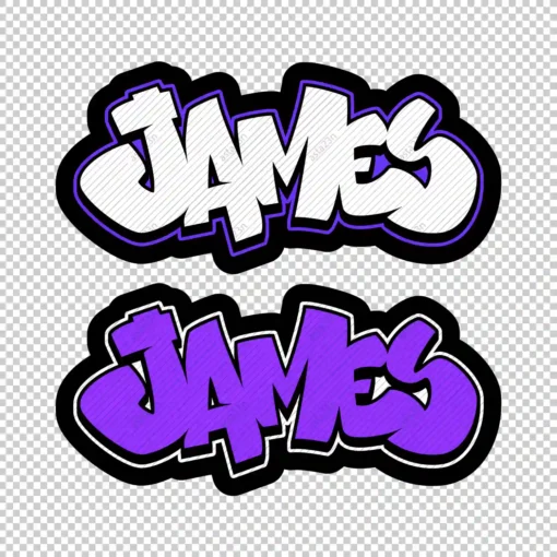 JAMES Graffiti Name purple - Digital Urban Street Art