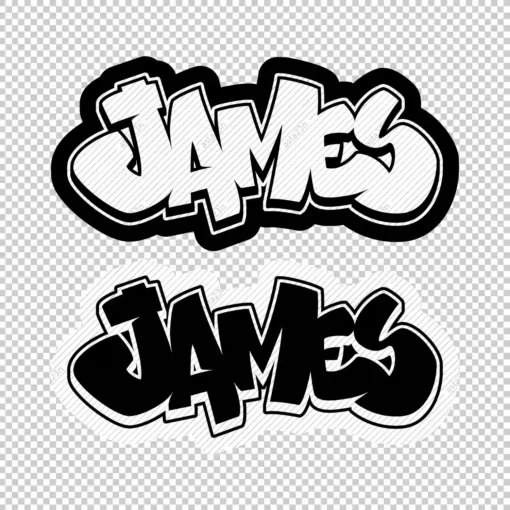 JAMES Graffiti Name white black - Digital Urban Street Art