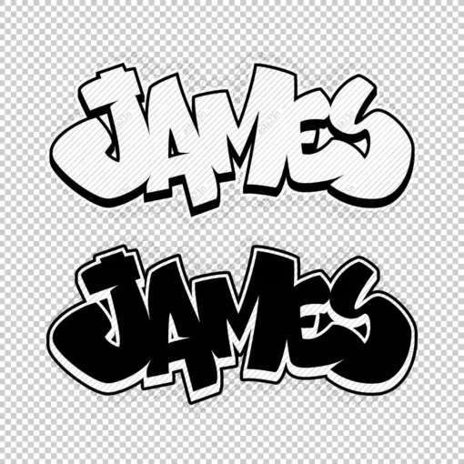 JAMES Graffiti Name white black - Digital Urban Street Art