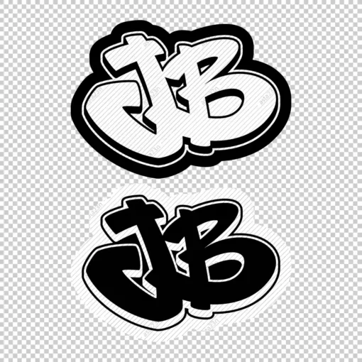 JB Graffiti Initials white black - Digital Urban Street Art