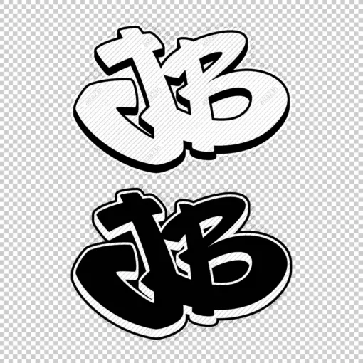 JB Graffiti Initials white black - Digital Urban Street Art