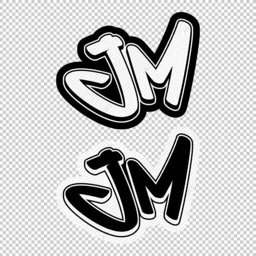 JM Graffiti Initials black white - Digital Urban Street Art