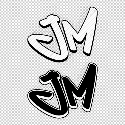 JM Graffiti Initials black white - Digital Urban Street Art